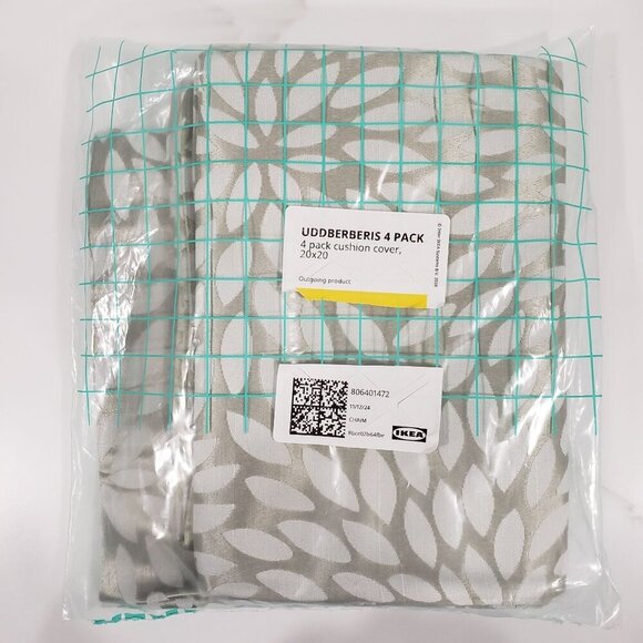 Ikea 4-Pack Uddberberis Cushion Pillow Covers Beige Floral Minimalist 20x20" NEW - Picture 1 of 8